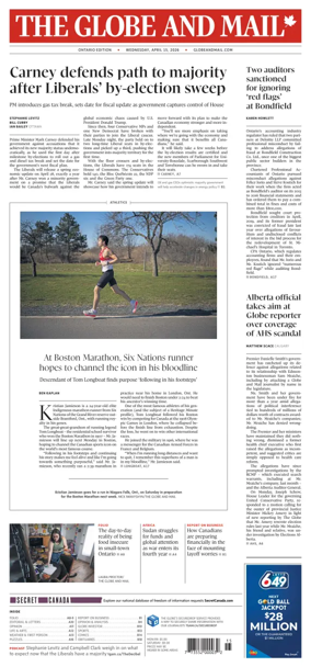 Cover of The Globe and Mail (Ontario Edition)