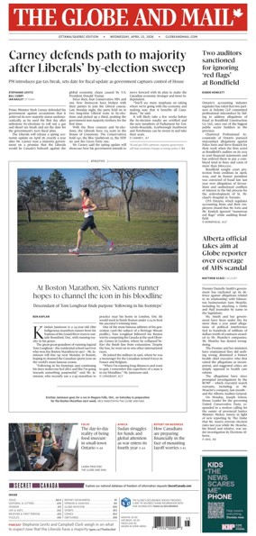 Cover of The Globe and Mail (Ottawa/Quebec Edition)
