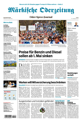 Cover of Markische Oderzeitung Eisenhuttenstadt