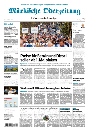 Cover of Markische Oderzeitung Uckermarkanzeiger