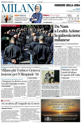 Cover of Corriere della Sera (Milano)