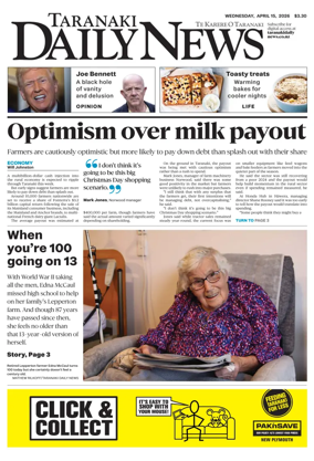 Cover of Taranaki Daily News