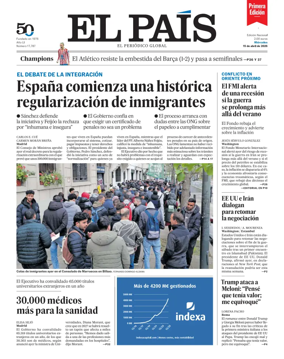 Cover of EL PAIS primera edicion
