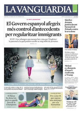 Cover of La Vanguardia (Catala)