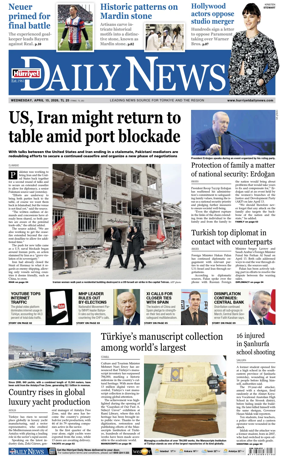 Cover of Hurriyet Daily News & Economic Review