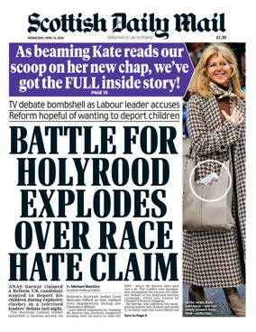 Cover of Scottish Daily Mail