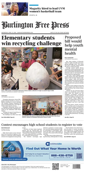 Cover of Burlington Free Press