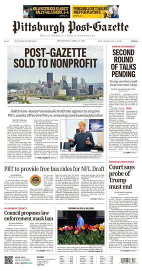 Cover of Pittsburgh Post-Gazette