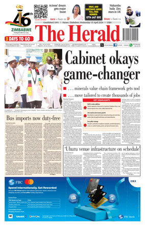 Cover of The Herald (Zimbabwe)