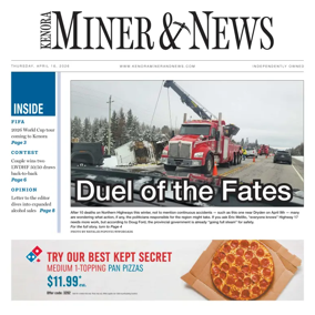 Cover of Kenora Daily Miner and News