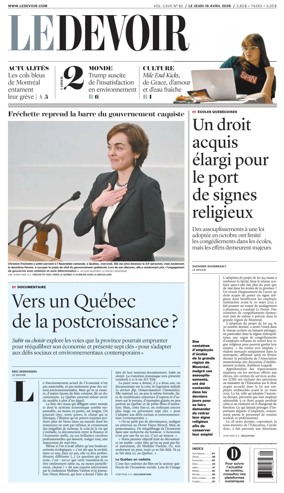 Cover of Le Devoir