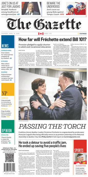 Cover of Montreal Gazette