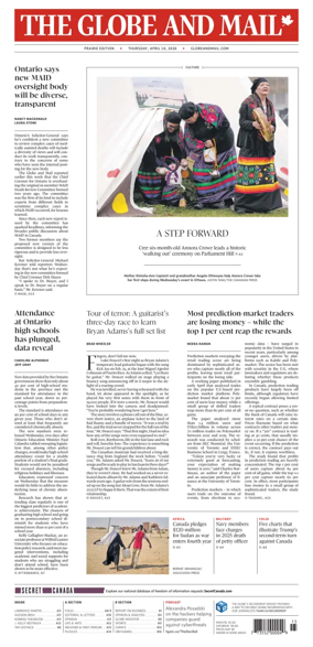 Cover of The Globe and Mail (Prairie Edition)
