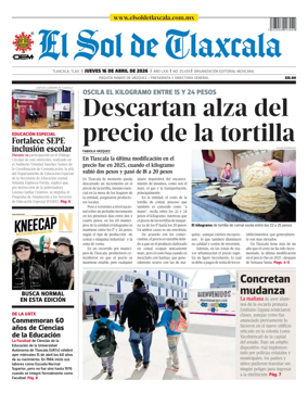 Cover of El Sol de Tlaxcala