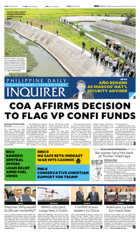Cover of Philippine Daily Inquirer