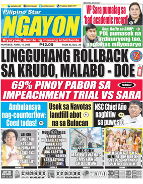 Cover of Pilipino Star Ngayon