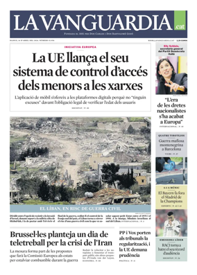 Cover of La Vanguardia (Catala)
