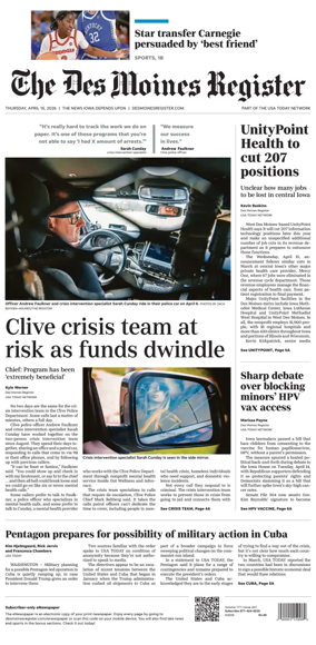 Cover of The Des Moines Register