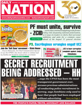Cover of Daily Nation Newspaper