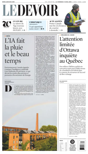 Cover of Le Devoir