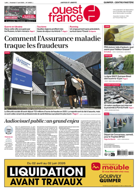 Cover of Ouest-France (Quimper Centre-Finistere)