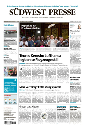 Cover of Sudwest Presse - Metzinger Uracher Volksblatt - Der Ermstalbote