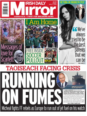 Cover of Irish Daily Mirror