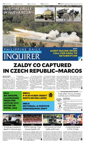 Cover of Philippine Daily Inquirer