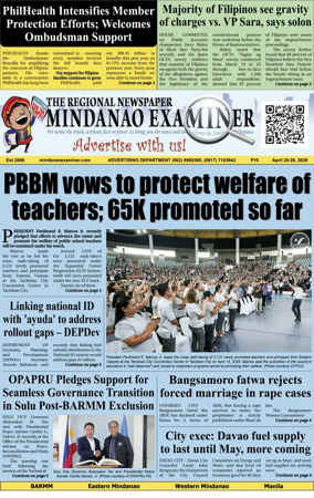 Cover of The Mindanao Examiner Regional Newspaper