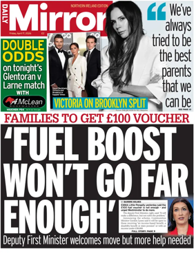 Cover of Daily Mirror (Northern Ireland)