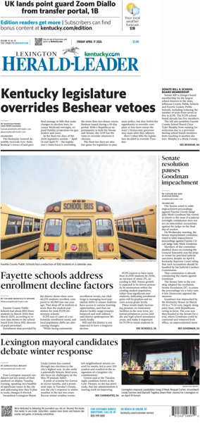 Cover of Lexington Herald-Leader