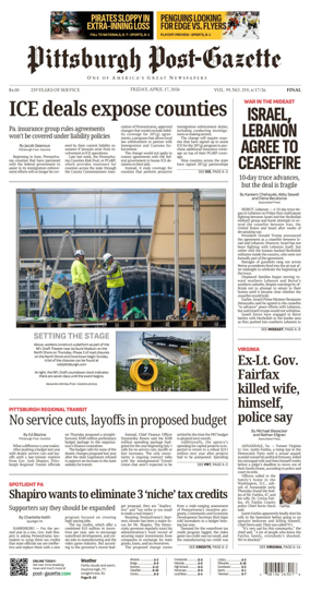 Cover of Pittsburgh Post-Gazette