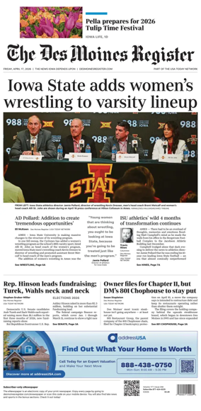 Cover of The Des Moines Register