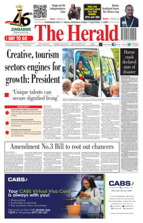 Cover of The Herald (Zimbabwe)