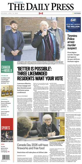 Cover of The Daily Press (Timmins)