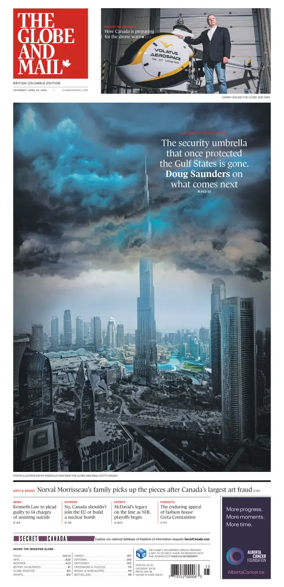Cover of The Globe and Mail (BC Edition)