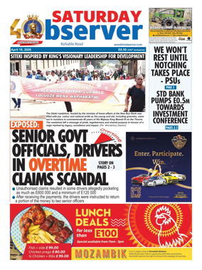 Cover of Saturday Observer (Eswatini)