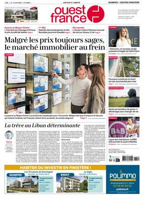 Cover of Ouest-France (Quimper Centre-Finistere)