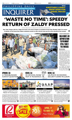 Cover of Philippine Daily Inquirer