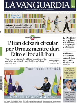 Cover of La Vanguardia (Catalonia - 1st edition)