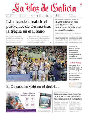 Cover of La Voz de Galicia (Santiago)