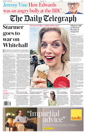 Cover of The Daily Telegraph - Saturday