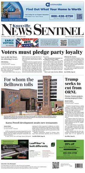 Cover of Knoxville News Sentinel
