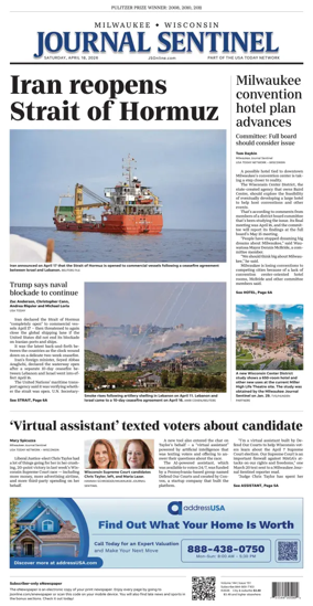 Cover of Milwaukee Journal Sentinel