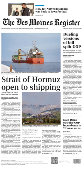 Cover of The Des Moines Register
