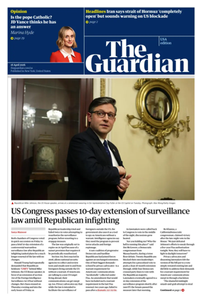 Cover of The Guardian (USA)