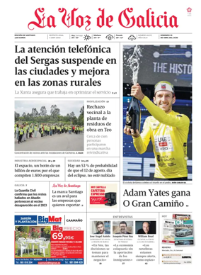 Cover of La Voz de Galicia (Santiago)