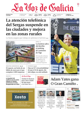 Cover of La Voz de Galicia (Vigo)