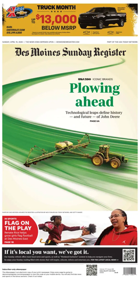 Cover of The Des Moines Register