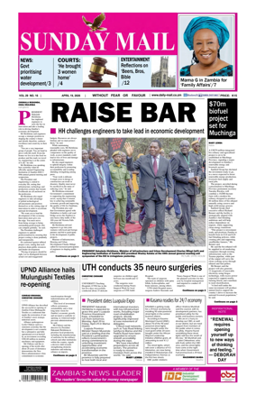 Cover of Zambia Daily Mail